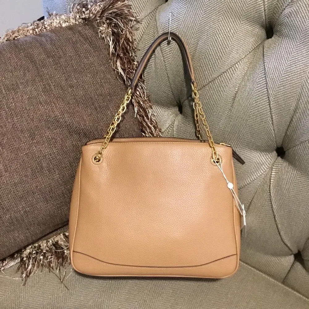 TORY BURCH EVE BROWN LEATHER TOTE